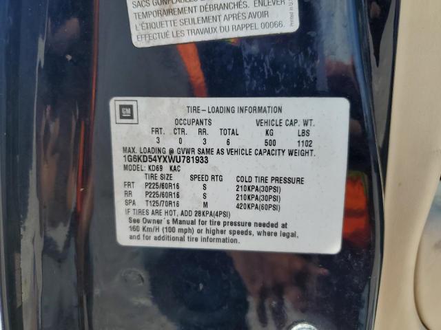 1G6KD54YXWU781933 - 1998 CADILLAC DEVILLE ლურჯი ფოტო 13