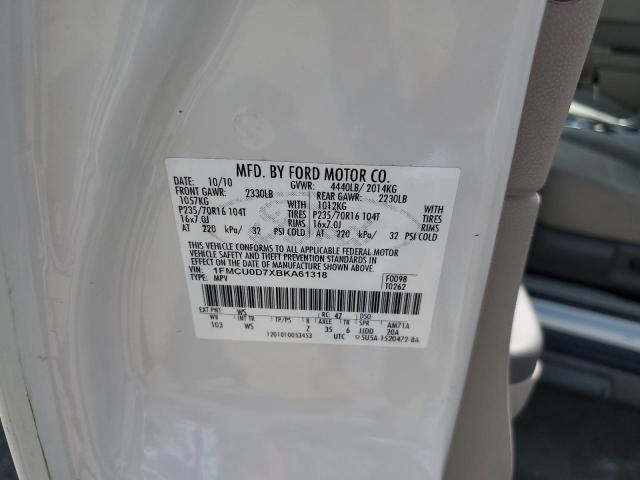 1FMCU0D7XBKA61318 - 2011 FORD ESCAPE XLT თეთრი ფოტო 13