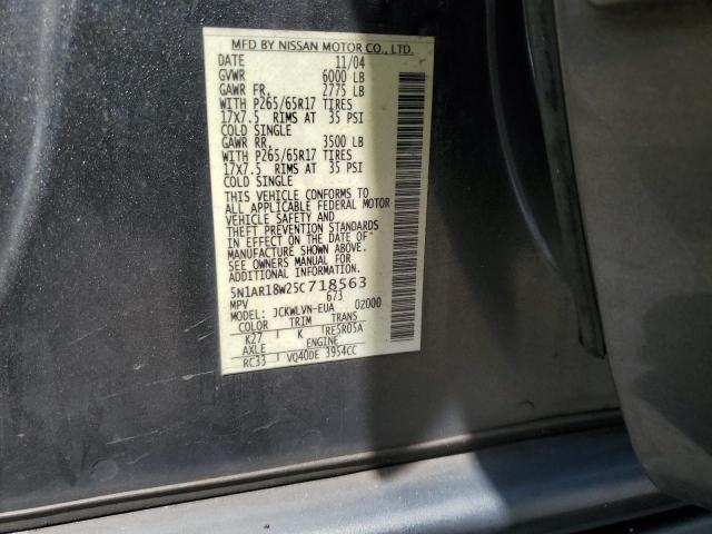 5N1AR18W25C718563 - 2005 NISSAN PATHFINDER LE 灰色 照片 13