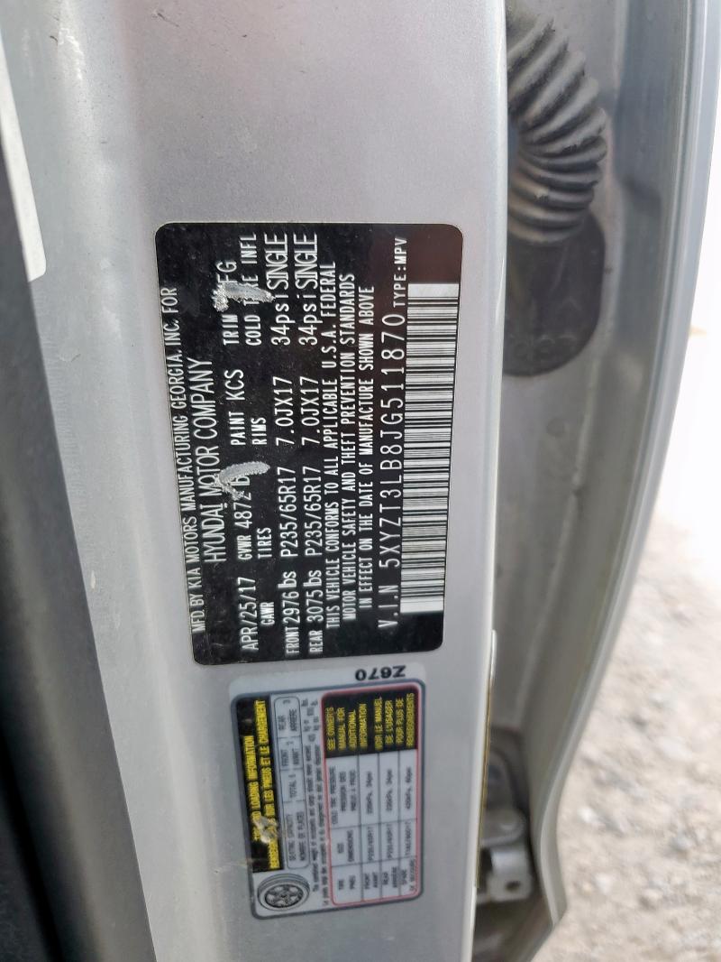 5XYZT3LB8JG511870 - 2018 HYUNDAI SANTA FE S SILVER photo 13