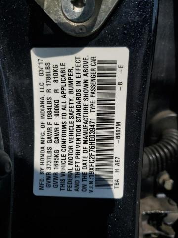 19XFC2F76HE039471 - 2017 HONDA CIVIC EX BLUE photo 12