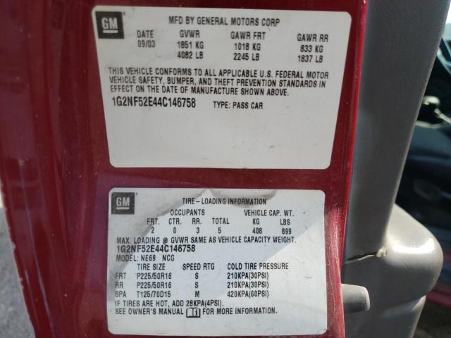 1G2NF52E44C146758 - 2004 PONTIAC GRAND AM SE1 RED photo 13