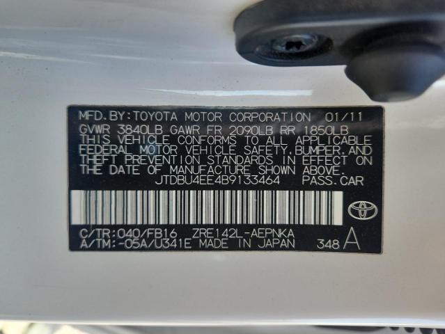 JTDBU4EE4B9133464 - 2011 TOYOTA COROLLA BASE Սպիտակ լուսանկար 12