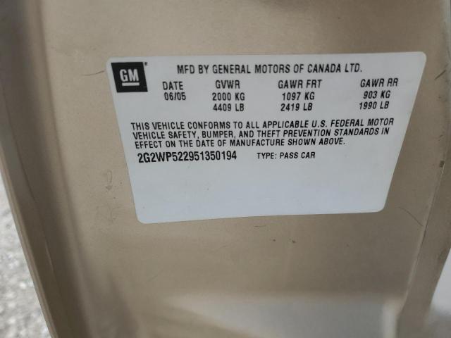 2G2WP522951350194 - 2005 PONTIAC GRAND PRIX 金色 照片 12