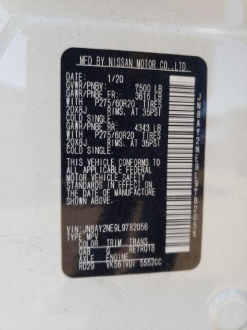 JN8AY2NE9L9782056 - 2020 NISSAN ARMADA PLATINUM WHITE photo 12