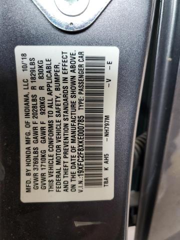 19XFC2F8XKE000785 - 2019 HONDA CIVIC SPORT 灰色 照片 12