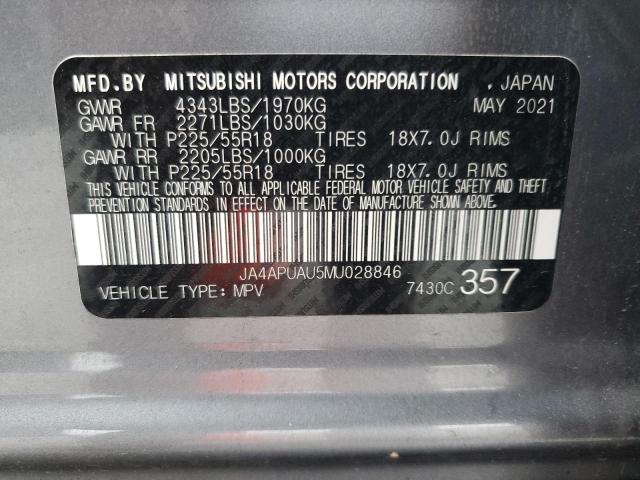 JA4APUAU5MU028846 - 2021 MITSUBISHI OUTLANDER ES ნაცრისფერი ფოტო 13