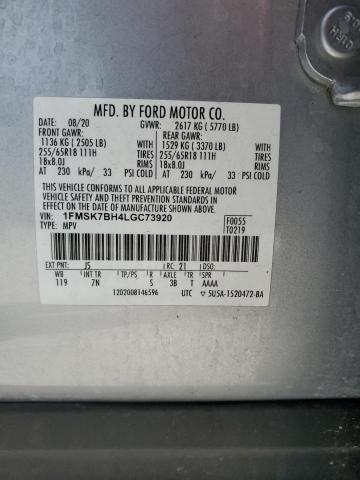 1FMSK7BH4LGC73920 - 2020 FORD EXPLORER SILVER photo 14