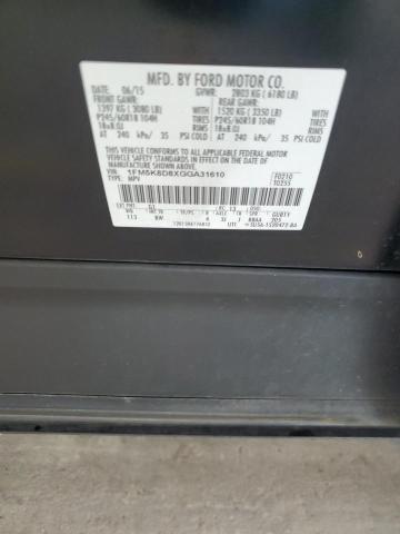 1FM5K8D8XGGA31610 - 2016 FORD EXPLORER XLT შავი ფოტო 13