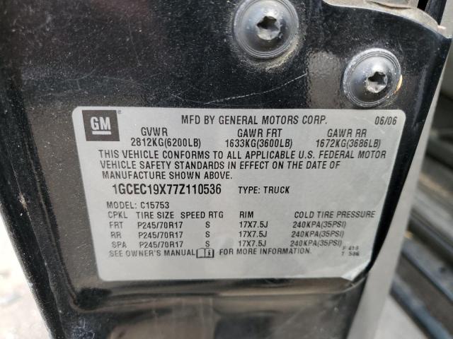 1GCEC19X77Z110536 - 2007 CHEVROLET SILVERADO C1500 CLASSIC BLACK photo 12