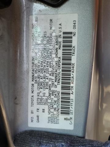 5TETX22N25Z092040 - 2005 TOYOTA TACOMA ACCESS CAB SILVER photo 13