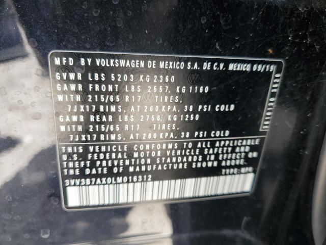 3VV3B7AX0LM016312 - 2020 VOLKSWAGEN TIGUAN SE BLACK photo 13