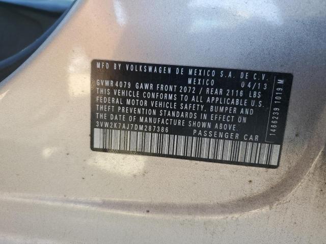 3VW2K7AJ7DM287386 - 2013 VOLKSWAGEN JETTA BASE SILVER photo 12