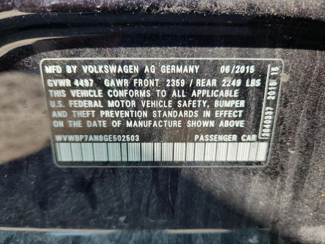 WVWBP7AN8GE502503 - 2016 VOLKSWAGEN CC BASE BLACK photo 12