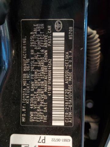 4T1BF1FK6HU614542 - 2017 TOYOTA CAMRY LE BLACK photo 13