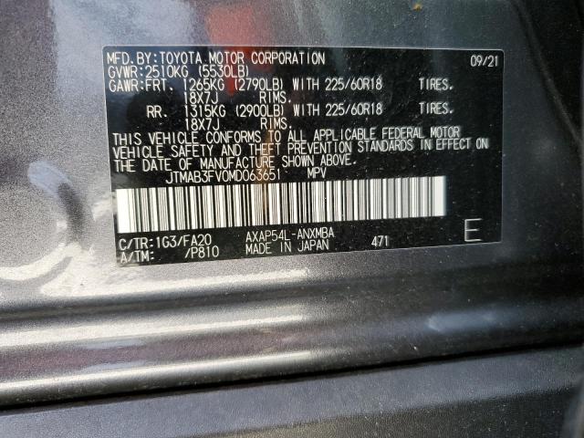 JTMAB3FV0MD063651 - 2021 TOYOTA RAV4 PRIME SE GRAY photo 14