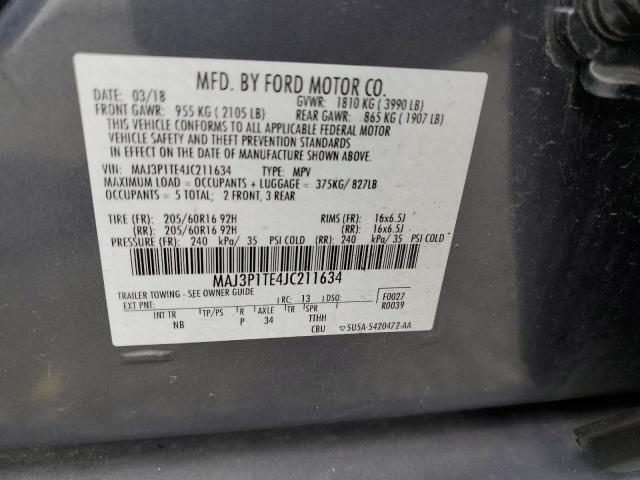 MAJ3P1TE4JC211634 - 2018 FORD ECOSPORT SE GRAY photo 12