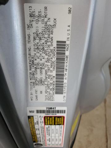 5TFTX4CN0DX034170 - 2013 TOYOTA TACOMA ACCESS CAB Сріблястий фото 12