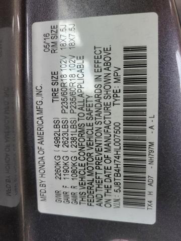 5J8TB4H74HL007500 - 2017 ACURA RDX ADVANCE GRAY photo 13