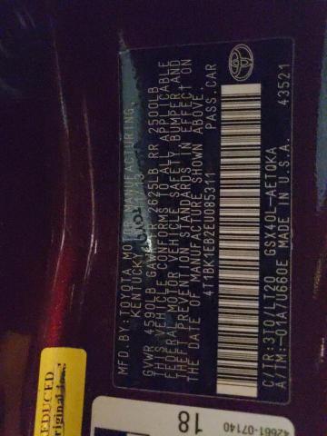 4T1BK1EB2EU085311 - 2014 TOYOTA AVALON BASE 勃艮第红 照片 12