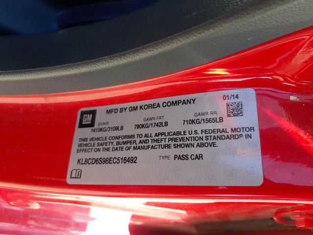 KL8CD6S98EC516492 - 2014 CHEVROLET SPARK 1LT RED photo 12