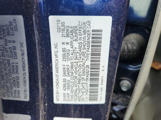 1HGCV1F15KA052128 - 2019 HONDA ACCORD LX Bleu photo 12