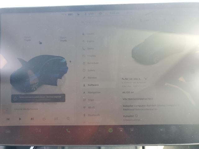 7SAYGDEE9NF447853 - 2022 TESLA MODEL Y BLUE photo 9