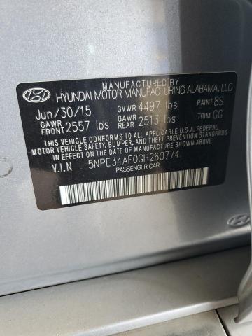 5NPE34AF0GH260774 - 2016 HYUNDAI SONATA SPORT SILVER photo 12