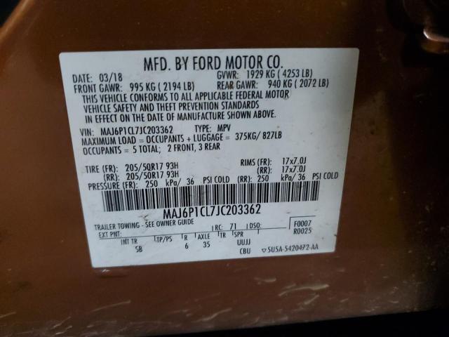 MAJ6P1CL7JC203362 - 2018 FORD ECOSPORT SES Naranja foto 10