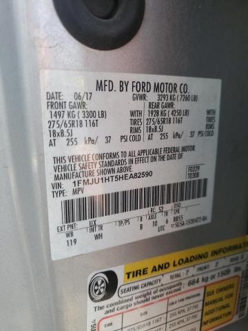 1FMJU1HT5HEA82590 - 2017 FORD EXPEDITION XLT ვერცხლისფერი ფოტო 13