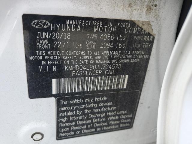 KMHD04LB0JU724573 - 2018 HYUNDAI ELANTRA SPORT WHITE photo 13