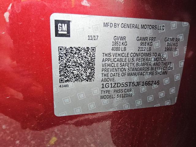 1G1ZD5ST5JF166246 - 2018 CHEVROLET MALIBU LT RED photo 12