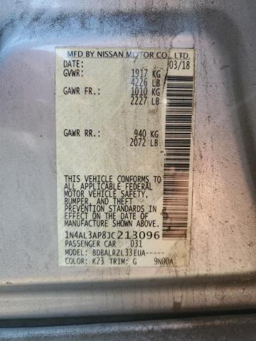 1N4AL3AP8JC213096 - 2018 NISSAN ALTIMA 2.5 银色 照片 12