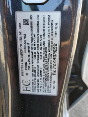 5YJ3E1EB9SF922852 - 2025 TESLA MODEL 3 Սպիտակ լուսանկար 12