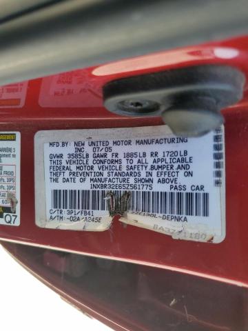 1NXBR32E65Z561775 - 2005 TOYOTA COROLLA CE RED photo 12