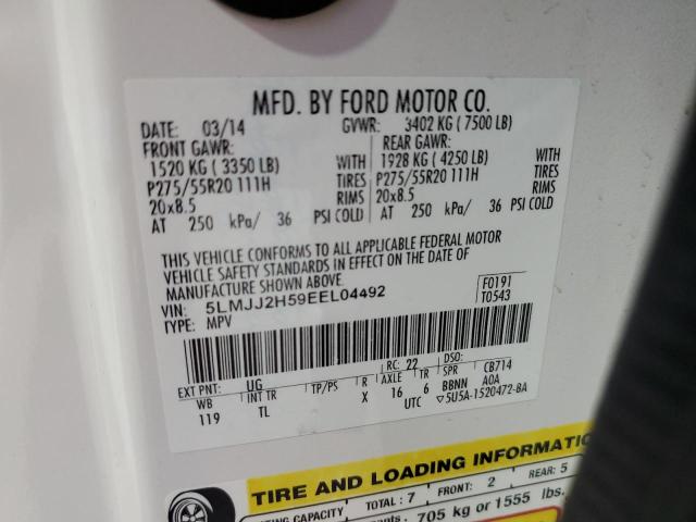 5LMJJ2H59EEL04492 - 2014 LINCOLN NAVIGATOR თეთრი ფოტო 14