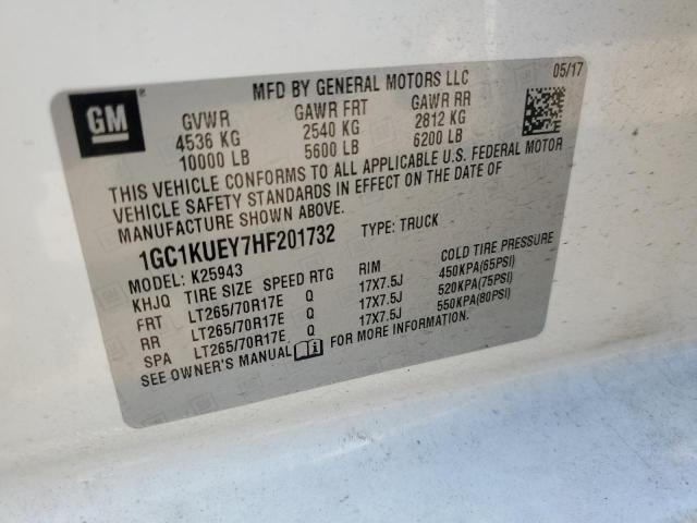 1GC1KUEY7HF201732 - 2017 CHEVROLET SILVRDO LT K2500 HEAVY DUTY WHITE photo 12