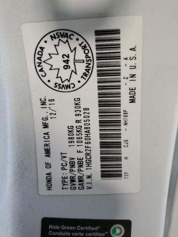 1HGCR2F60HA805028 - 2017 HONDA ACCORD SPORT 白色 照片 13