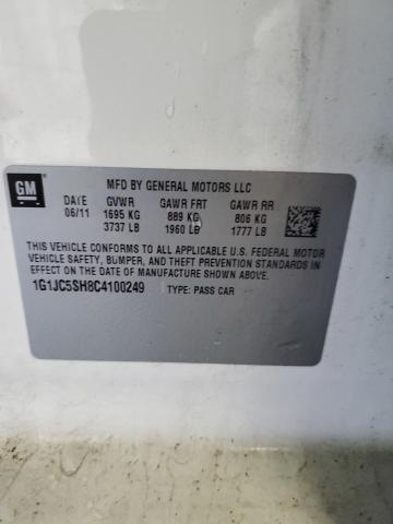 1G1JC5SH8C4100249 - 2012 CHEVROLET SONIC LT Ağ foto 12