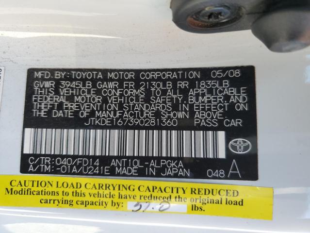 JTKDE167390281360 - 2009 TOYOTA SCION TC 白色 照片 12