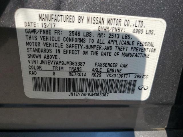 JN1EV7AP9JM363387 - 2018 INFINITI Q50 LUXE ნაცრისფერი ფოტო 12