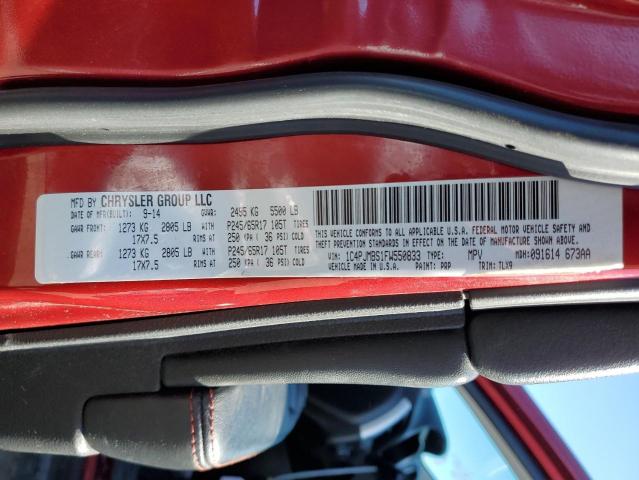 1C4PJMBS1FW550833 - 2015 JEEP CHEROKEE TRAILHAWK BURGUNDY photo 13