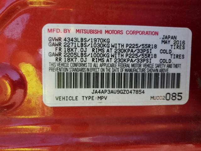 JA4AP3AU9GZ047854 - 2016 MITSUBISHI OUTLANDER ES წითელი ფოტო 13
