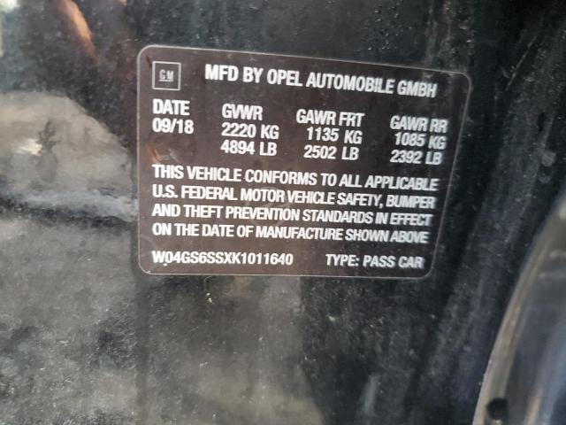 W04GS6SSXK1011640 - 2019 BUICK REGAL GS BLACK photo 12