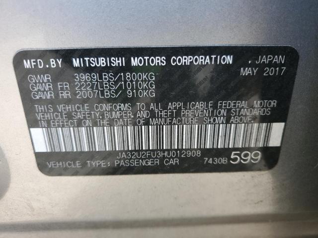 JA32U2FU3HU012908 - 2017 MITSUBISHI LANCER ES SILVER photo 12