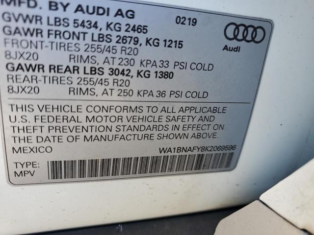 WA1BNAFY8K2069596 - 2019 AUDI Q5 PREMIUM PLUS WHITE photo 13