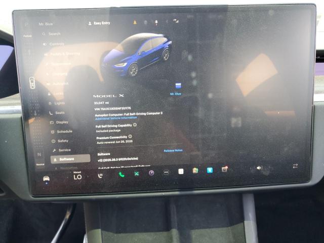 7SAXCDE55NF351175 - 2022 TESLA MODEL X BLUE photo 9