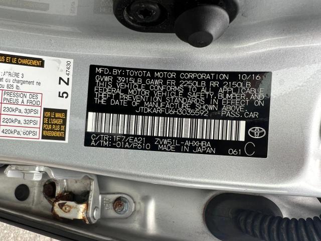 JTDKARFU6H3035592 - 2017 TOYOTA PRIUS SILVER photo 10