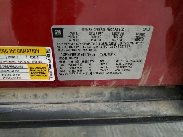 1GKKVRKD1EJ179802 - 2014 GMC ACADIA SLT-1 წითელი ფოტო 13