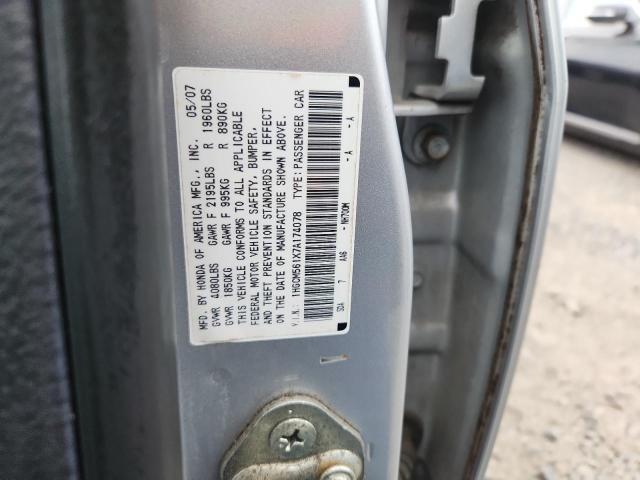 1HGCM561X7A174078 - 2007 HONDA ACCORD VALUE SILVER photo 12
